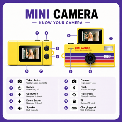 RETROVACAM™ – Mini Retro Camera (Film Your Life in 90s Style)